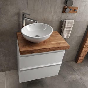 Solid Oak Wood Single Sink Floating Vanity Top, Wall Mount, Modern & Rustic Bathroom Vanity Top, 100% CUSTOM