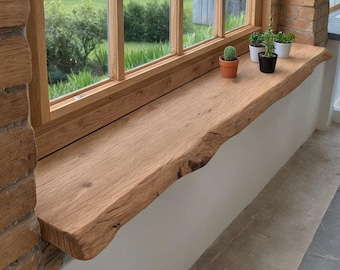 Banc De Fenêtre En Chêne Massif - 140 Cm X 25-27 Cm - Bord D'arbre - Fabriqué En Allemagne