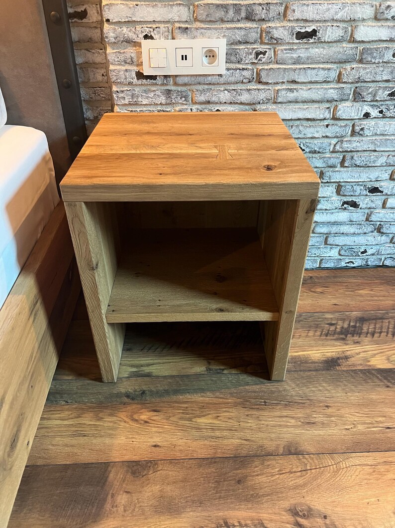 Solid Wood Bedside Table in Oak and Walnut, Modern Bedside Table With ...