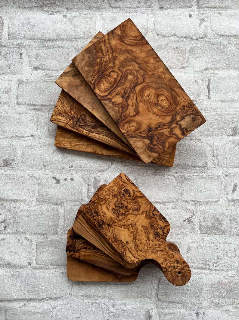 Tabla de cortar de madera de olivo, tablas de madera de olivo con mango, tabla para servir, tabla para cebollas, tabla para aperitivos, tabla para desayuno, tabla para hierbas imagen 1