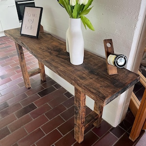 Reclaimed Wood Table, Entryway Console Table, Front Entrance Table, Rustic Counter Table, Long Bar Height Table, CUSTOMIZABLE image 6