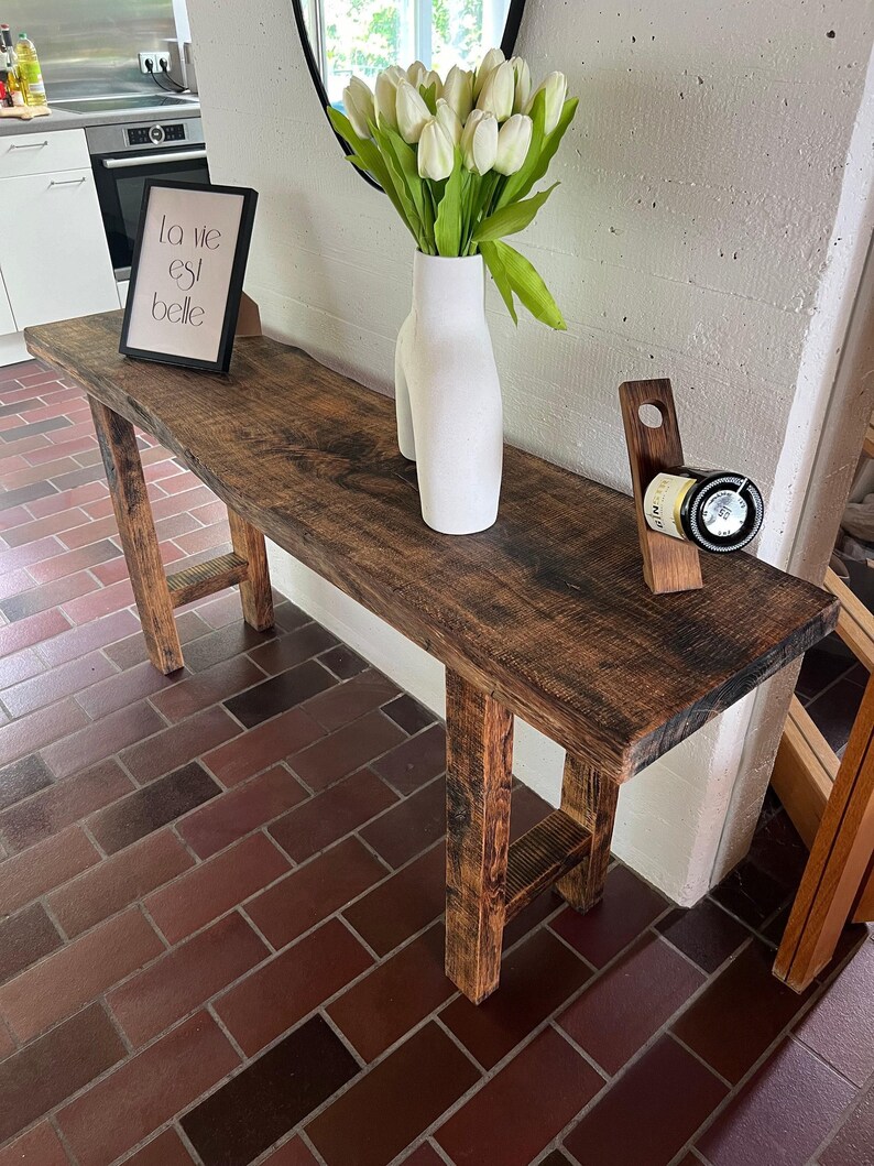 Reclaimed Wood Table, Entryway Console Table, Front Entrance Table, Rustic Counter Table, Long Bar Height Table, CUSTOMIZABLE image 6