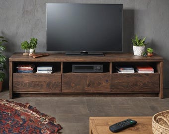 Aparador bajo de nogal / consola de roble / mueble de TV / mueble de salón / consola de madera maciza