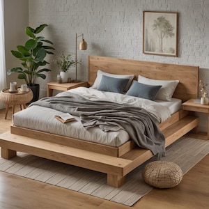 solid wood bed / oak bed / wooden bed / oak bed / real wood bed