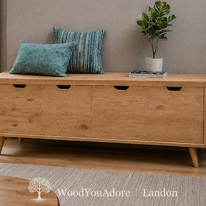 Shoe rack bench "Landon", solid oak shoe bench, shoe rack with seat, shoe bench, shoe rack, sideboard, lowboard image 4