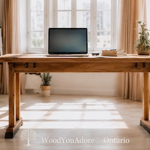 Solid Wood Home Office Desk "Ontario", Standing Desk, 100% Custom Workstation Table, Ergonomic Desk image 2