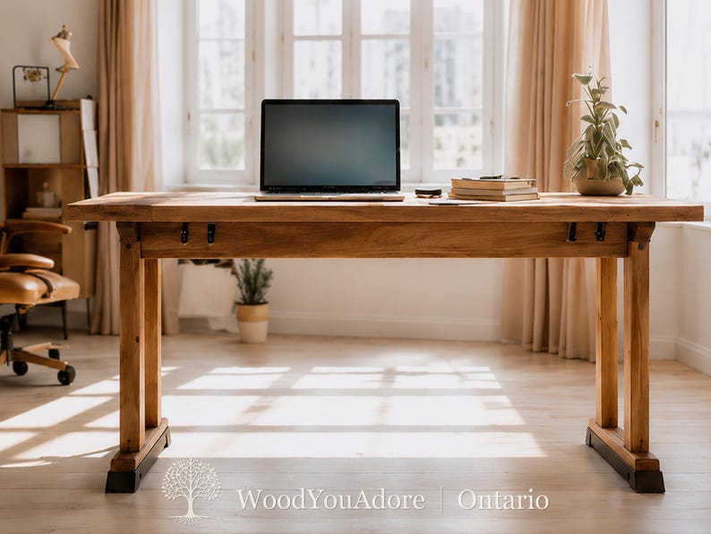 Solid Wood Home Office Desk "Ontario", Standing Desk, 100% Custom Workstation Table, Ergonomic Desk image 2