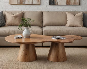 Solid Walnut Coffee Table with Metal Legs, Small Round Coffee Table, Wooden Side or End Table, Sofa, Couch, Indoor or Outside Table