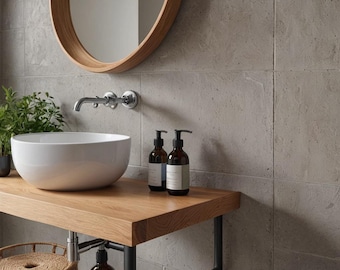 Unique Vanity Top - Solid Oak - Custom Bathroom Furniture - Natural Wood Edge Design - Personalized Bathroom Sink Counter