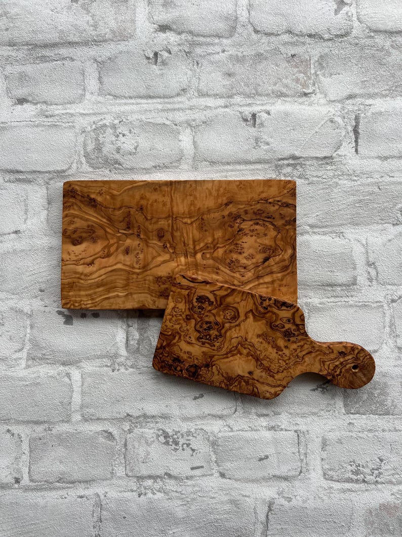 Tabla de cortar de madera de olivo, tablas de madera de olivo con mango, tabla para servir, tabla para cebollas, tabla para aperitivos, tabla para desayuno, tabla para hierbas imagen 2