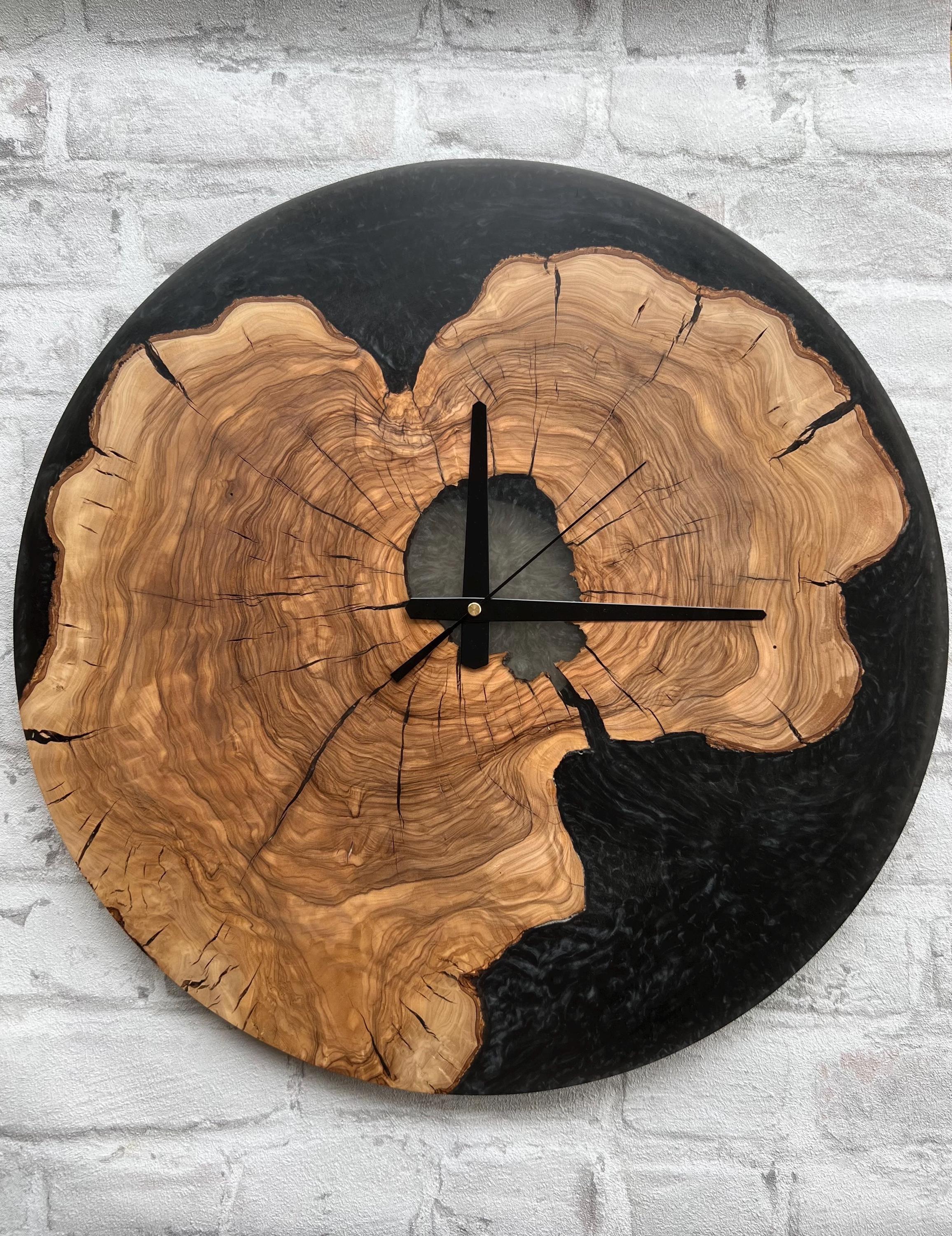 Minimal Frameless Wall Clock, Handcrafted Silent Clock With Live Edge Wood, Artsy For Kitchen, Livingroom, Bedroom, Home & Office