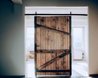 Puerta corrediza, puerta rústica, puerta de granero, puerta de madera, puerta de establo, puerta de roble con rodillos y rieles incluidos.