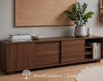 Oak lowboard "Lorient" / Sideboard / Walnut console table / TV furniture / Living room cabinet / Solid wood console table