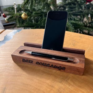 Personalized Wooden Desk Organizer with Smartphone and Tablet Holders - Perfect Gift Colleague  - Engraving Option - Phone Stand, Pen Holder