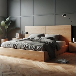 solid wood bed / oak bed / wooden bed / oak bed / real wood bed