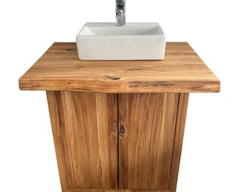 Oak Bathroom Vanity, Single Sink Vanity, Wall Mount, Modern & Rustic Natural Wood 100% CUSTOM