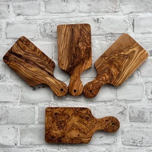 Tabla de cortar de madera de olivo, tablas de madera de olivo con mango, tabla para servir, tabla para cebollas, tabla para aperitivos, tabla para desayuno, tabla para hierbas imagen 4