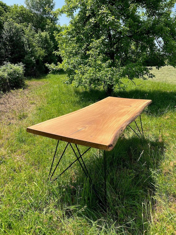 Buy Oak Live Edge Dining Table, Long and Narrow, Solid Wood Table