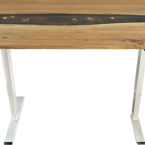 Height Adjustable Desk Lift Table Standing Desk Electric Sit Stand Laptop Table Computer Workstation Epoxied River Table, Solid Wood Custom
