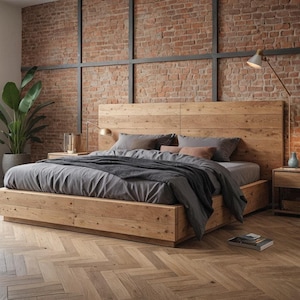solid wood bed / oak bed / wooden bed / oak bed / real wood bed