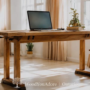 Solid Wood Home Office Desk "Ontario", Standing Desk, 100% Custom Workstation Table, Ergonomic Desk image 1
