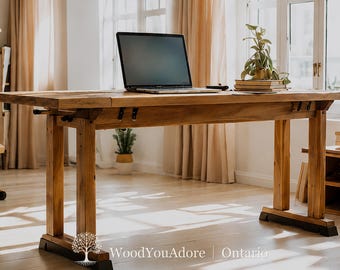 Solid Wood Home Office Desk "Ontario", Standing Desk, 100% Custom Workstation Table, Ergonomic Desk
