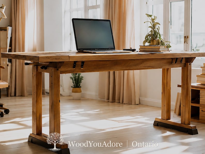 Solid Wood Home Office Desk "Ontario", Standing Desk, 100% Custom Workstation Table, Ergonomic Desk image 1