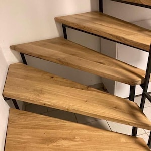 100% Customizable Wooden Step, Custom Solid Oak Stair Tread with Natural Edge or Straight Edge, Oiled Oak Staircase Step