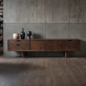 Tavolo consolle in noce/rovere / Credenza bassa/Credenza/Mobile TV/Mobiletto per soggiorno/Tavolo consolle in legno massello