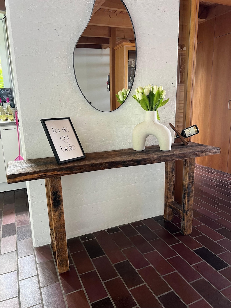 Reclaimed Wood Table, Entryway Console Table, Front Entrance Table, Rustic Counter Table, Long Bar Height Table, CUSTOMIZABLE image 4