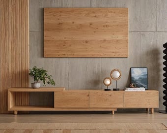 Aparador bajo de roble / consola de nogal / mueble de TV / mueble de salón / consola de madera maciza