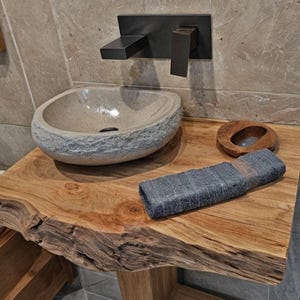 Solid Oak Wood Single Sink Floating Vanity Top, Wall Mount, Modern & Rustic Bathroom Vanity Top, 100% CUSTOM
