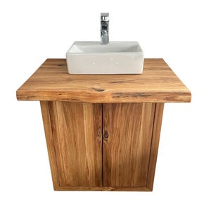 Vanity top / wooden vanity unit / vanity console / bathroom / washbasin / oiled solid oak / 100% customizable / natural edge