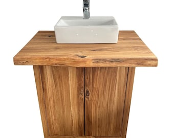 Vanity top / Wooden vanity / Vanity console / Bathroom / Sink / Solid oiled oak / 100% customizable / Natural edge