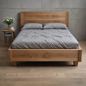 Solidna rama łóżka i zagłówek z litego dębu, 100% naturalna krawędź, dostępne rozmiary: pojedyncze (Twin XL), podwójne (Double)/Queen/King/California King