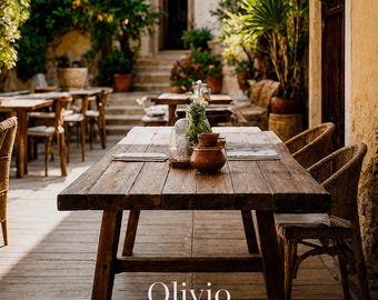 Massivt trädgårdsbord "Olivio" utomhus i ek valnöt, träbord med metallram, måttbeställt, anpassningsbart, modernt, matbord för trädgården