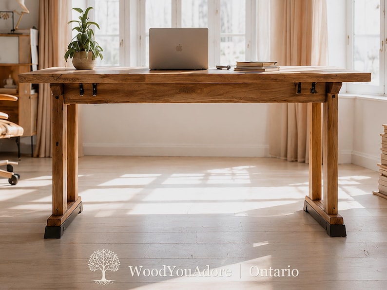 Solid Wood Home Office Desk "Ontario", Standing Desk, 100% Custom Workstation Table, Ergonomic Desk image 3