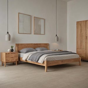 Solid wood bed / oak walnut bed / wooden bed / oak bed / real wood bed