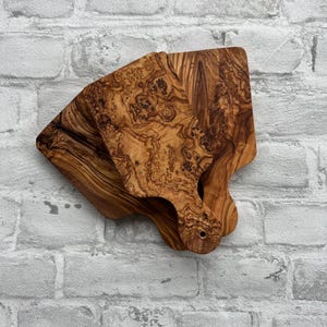Tabla de cortar de madera de olivo, tablas de madera de olivo con mango, tabla para servir, tabla para cebollas, tabla para aperitivos, tabla para desayuno, tabla para hierbas imagen 7