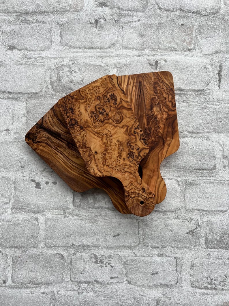 Tabla de cortar de madera de olivo, tablas de madera de olivo con mango, tabla para servir, tabla para cebollas, tabla para aperitivos, tabla para desayuno, tabla para hierbas imagen 7
