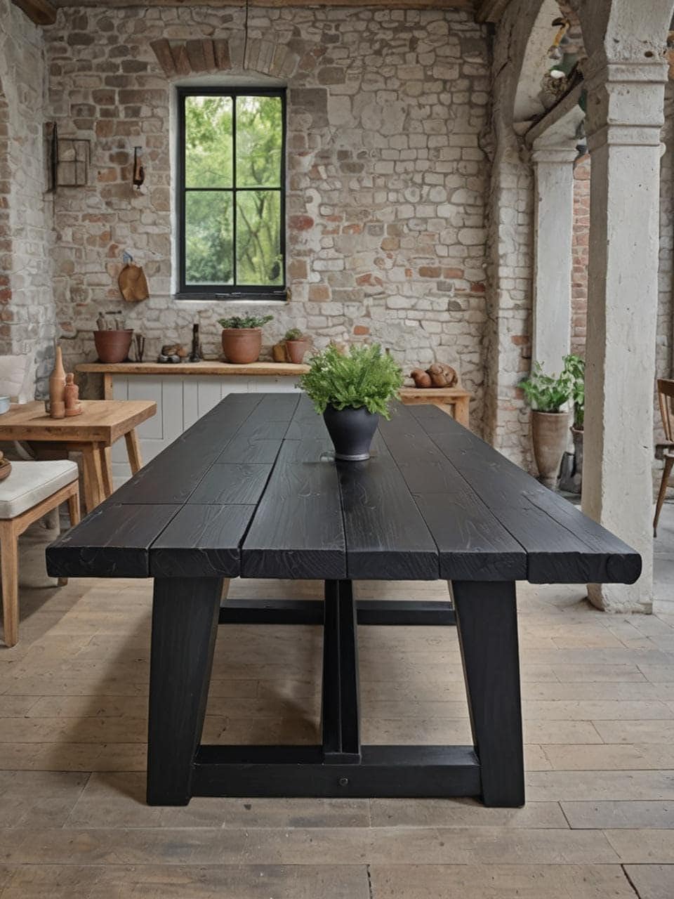 Rustic Solid Wood Dining Table - Handcrafted Office & Conference Table ...
