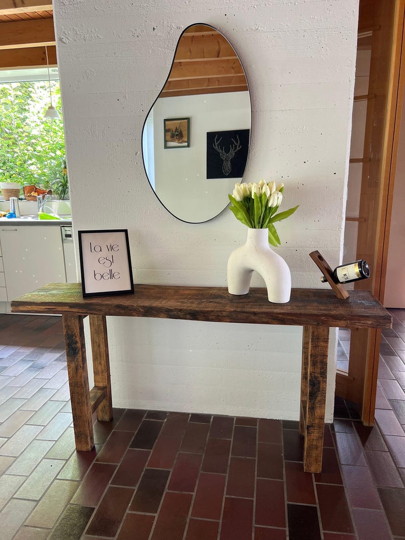 Reclaimed Wood Table, Entryway Console Table, Front Entrance Table, Rustic Counter Table, Long Bar Height Table, CUSTOMIZABLE image 5