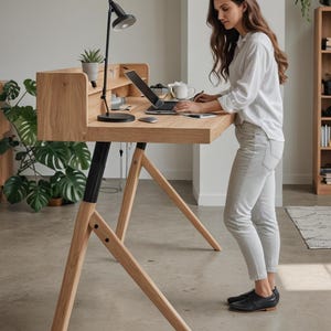 Solid Wood Home Office Desk, Standing Desk, 100% Custom & Adjustable Workstation Table, Ergonomic Desk