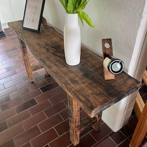 Reclaimed Wood Table, Entryway Console Table, Front Entrance Table, Rustic Counter Table, Long Bar Height Table, CUSTOMIZABLE image 3