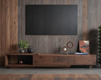 Aparador bajo de nogal / consola de roble / mueble de TV / mueble de salón / consola de madera maciza