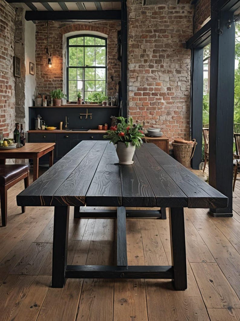 Rustic Solid Wood Dining Table - Handcrafted Office & Conference Table ...