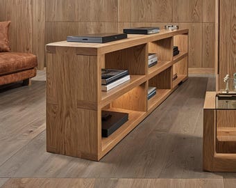 Lowboard solid oak, sideboard modern Scandinavian, TV furniture, console table living room, handmade, minimalist sideboard