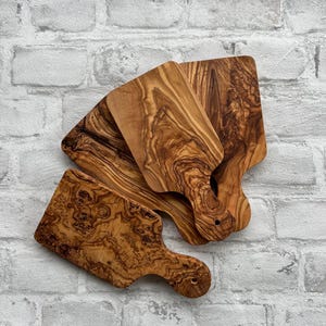Tabla de cortar de madera de olivo, tablas de madera de olivo con mango, tabla para servir, tabla para cebollas, tabla para aperitivos, tabla para desayuno, tabla para hierbas imagen 8