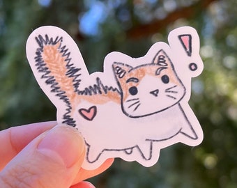 Cute Surprised Cat Sticker - Cute Waterproof Animal Cat Sticker Gift for Water Bottles, Laptops, and More!