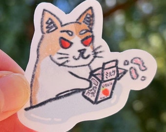 Cute Cat Bap Milk Sticker - Cute Waterproof Animal Cat Sticker Gift for Water Bottles, Laptops, and More!